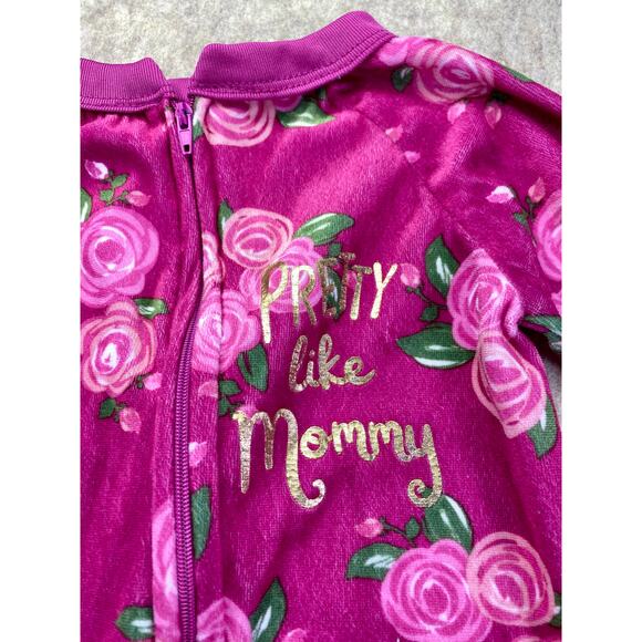 Duck Duck Goose Pink with Roses "Pretty Like Mommy" Fully Zip Sleeper Size 18 M - Picture 3 of 6